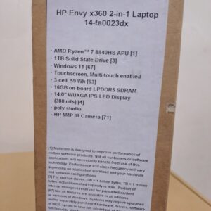 HP Envy X360 14-FA0023DX AMD Ryzen 7-8840HS, 16GB DDR5, 1TB SSD, AMD Radeon Graphics, 14.1" WUXGA IPS Touch Screen, Windows 11 Home, Glacier Silver