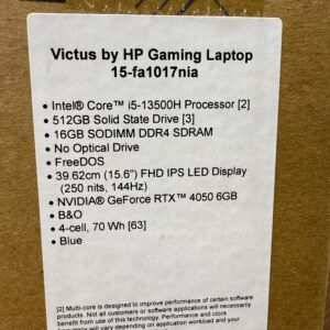 HP Victus 15-fa1010nr 13th Gen Intel Core i5-13500H, 16GB RAM, 512GB SSD, RTX 4050 6GB, 15.6" FHD
